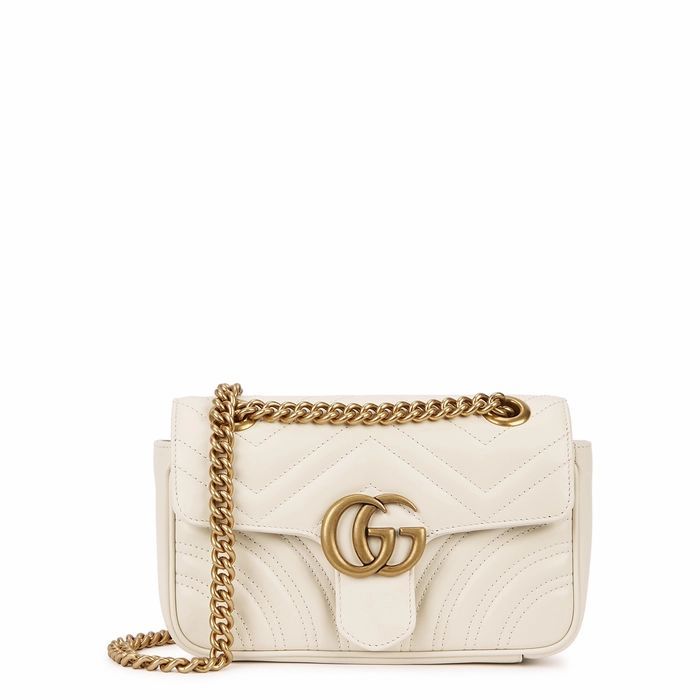 GG Marmont Mini Ivory Leather Cross-body Bag