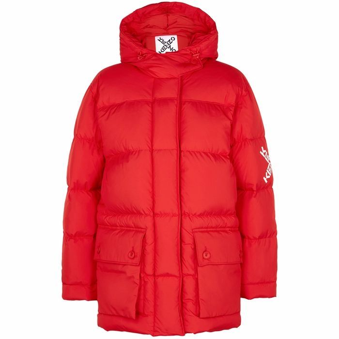 Red Quilted Shell Coat