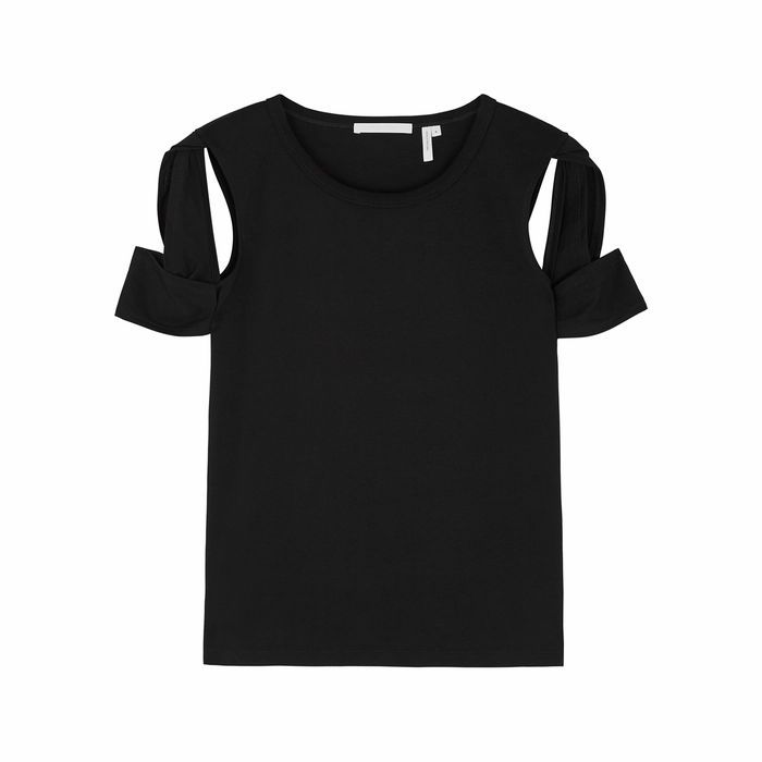 Black Cut-out Cotton T-shirt