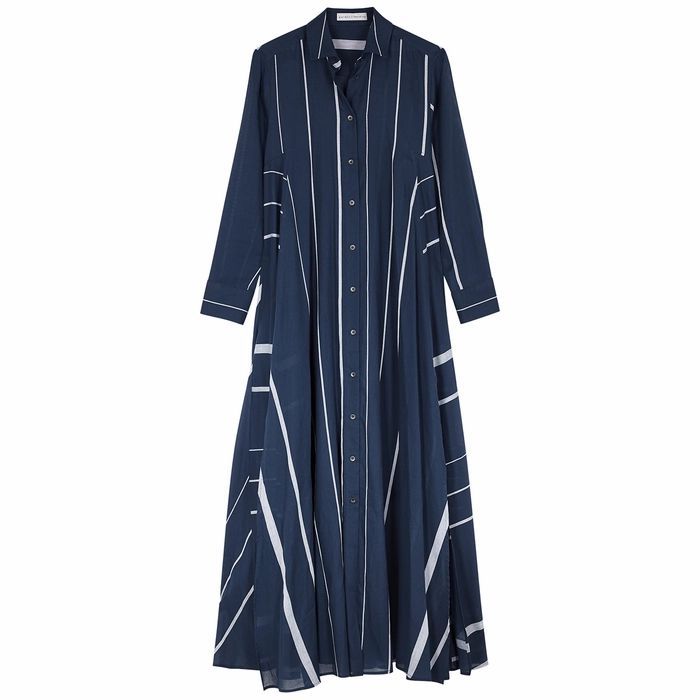 Palmer//harding Casablanca Striped Cotton-blend Maxi Dress