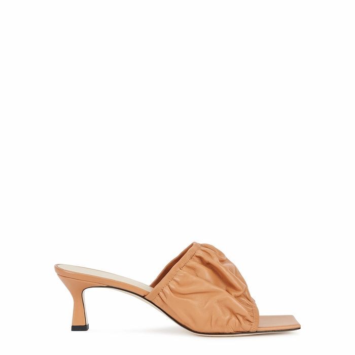 Ava 50 Light Brown Leather Mules