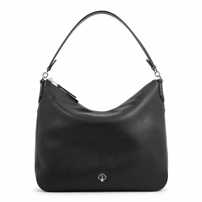 Polly Medium Black Leather Shoulder Bag