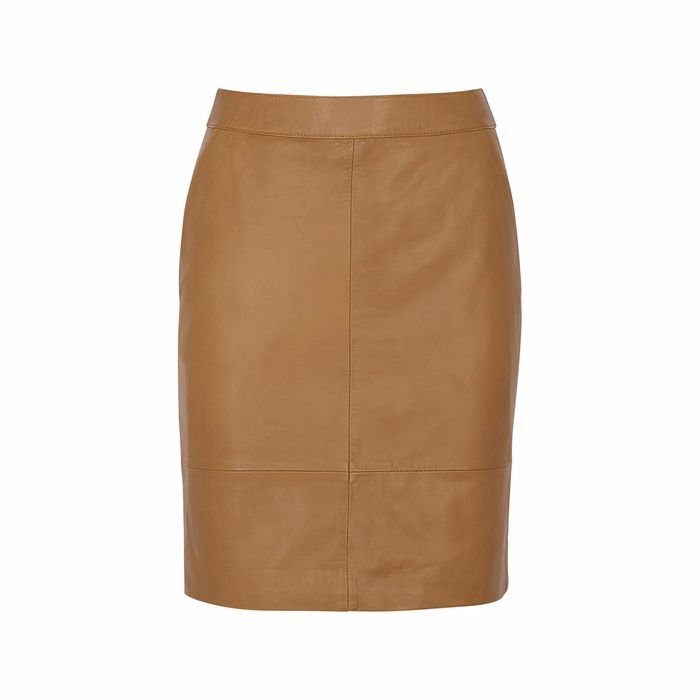 Char Brown Leather Mini Skirt