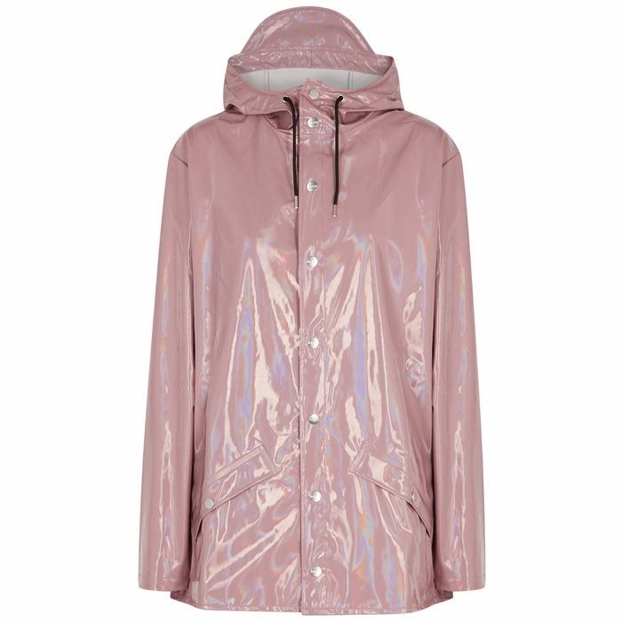 Dusky Pink Holographic PVC Raincoat