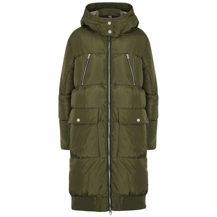 Oslo Army Green Quilted Shell Coat