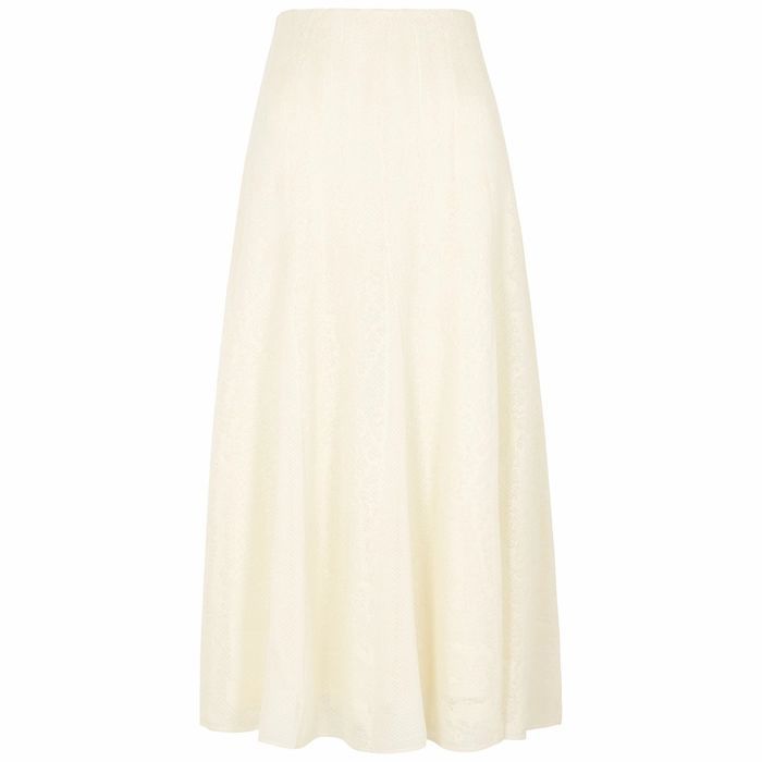 Kelissa Ivory Textured-knit Midi Skirt