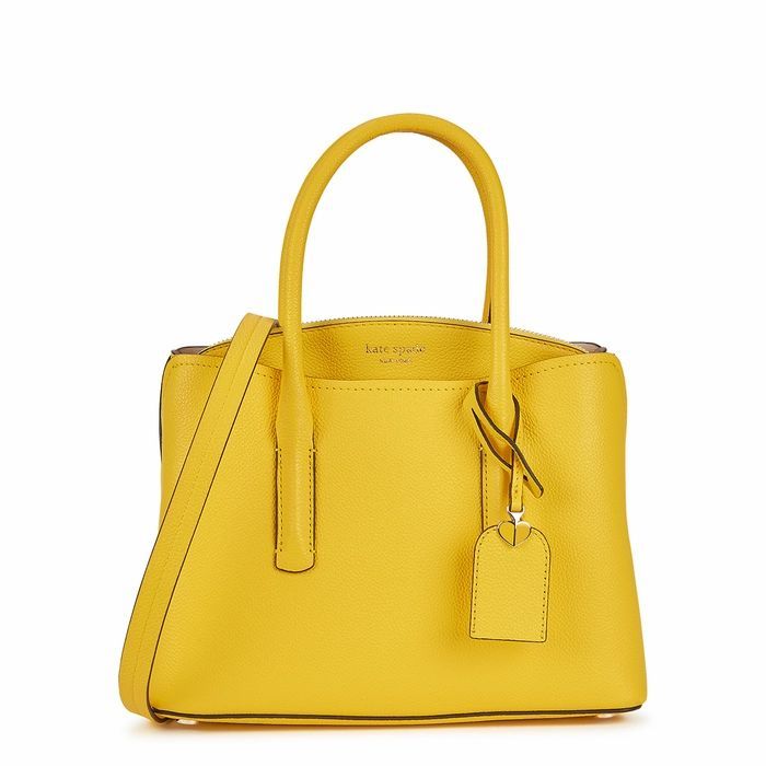 Margaux Yellow Medium Leather Top Handle Bag