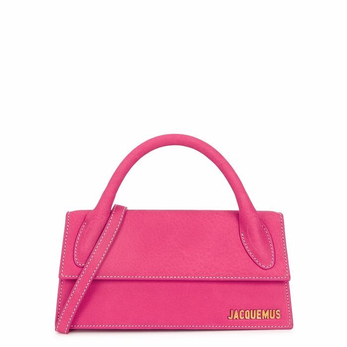 Le Chiquito Long Pink Nubuck Top Handle Bag