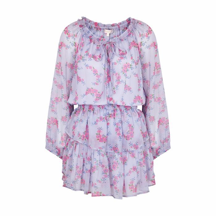 Popover Floral-print Silk-chiffon Mini Dress