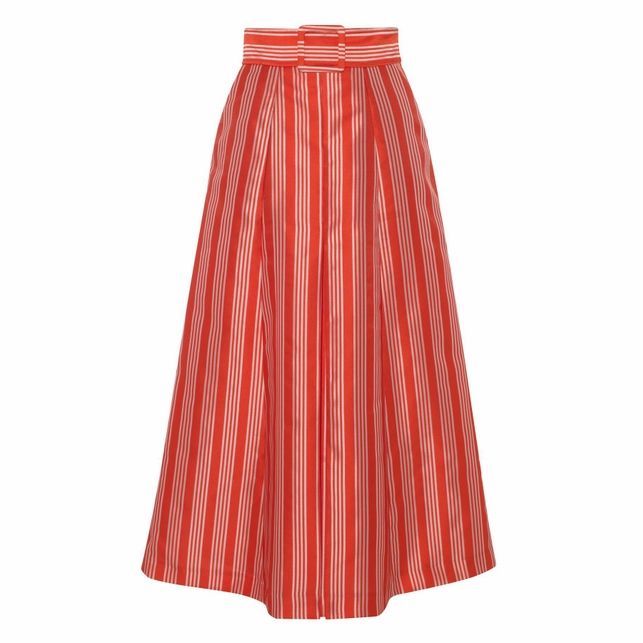 Eva Red Stripe Jacquard Skirt
