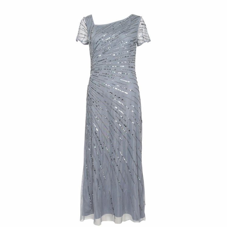 Beaded Gown With Short Sleeves