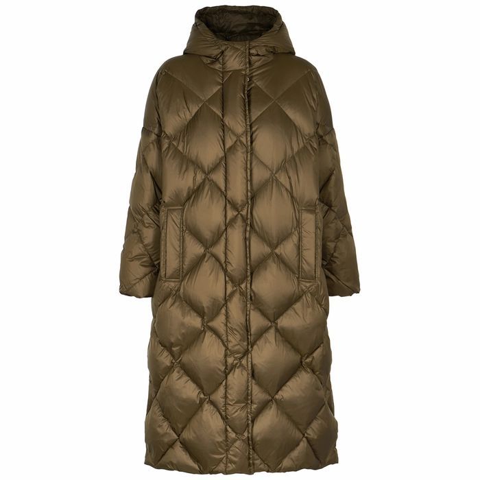 Farrah Dark Olive Quilted Shell Coat