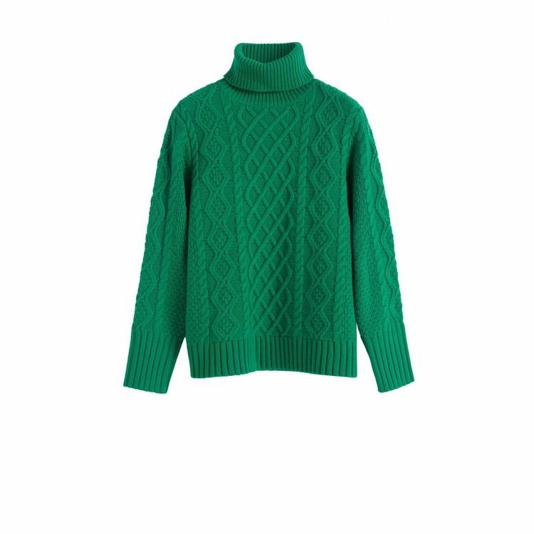 Green Pop Aran Merino Wool Sweater