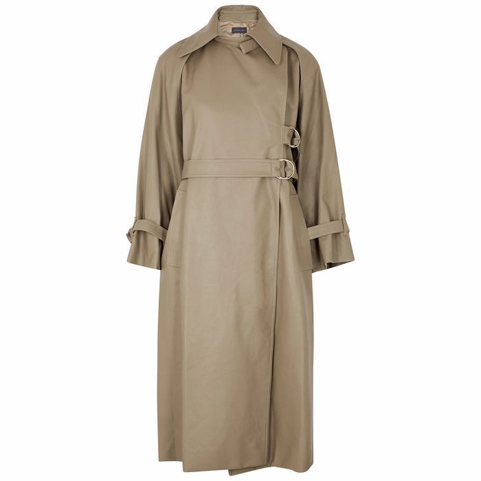Sonia Taupe Faux Leather Trench Coat