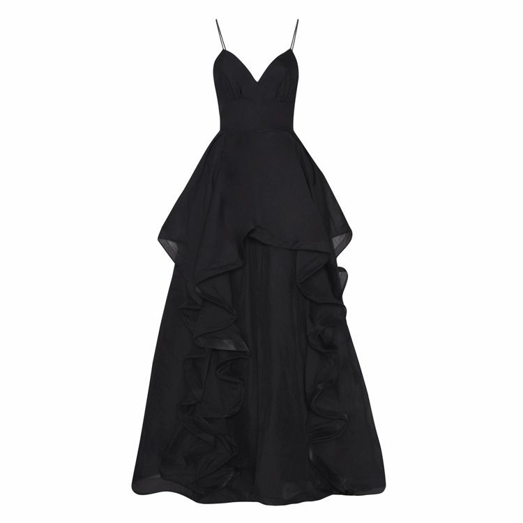 Black Ruffled Layered Gown