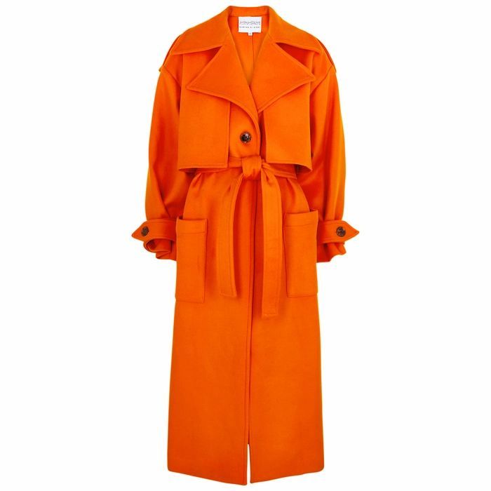 Orange Wool Trench Coat