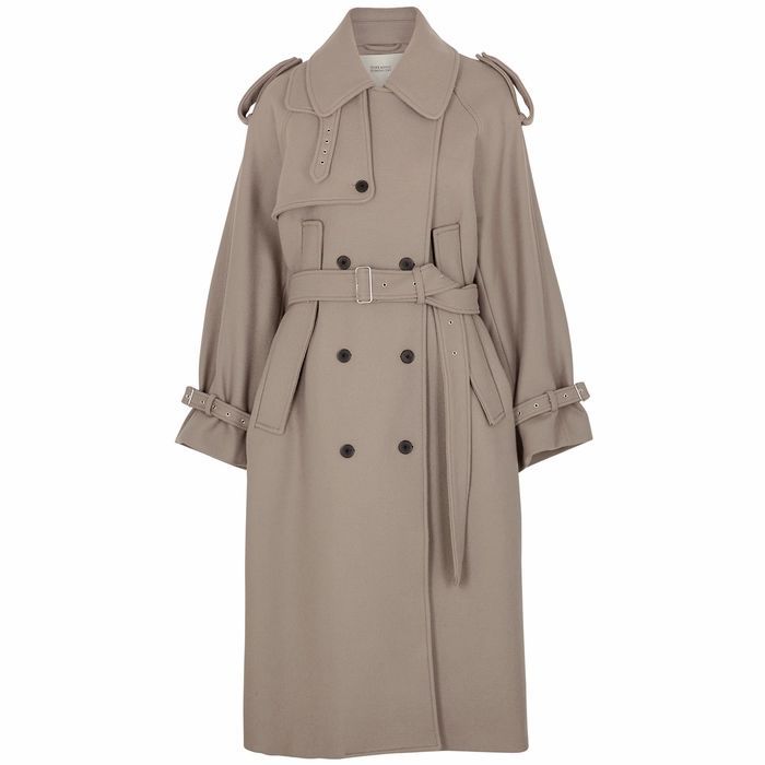 Catrin Taupe Wool-blend Trench Coat