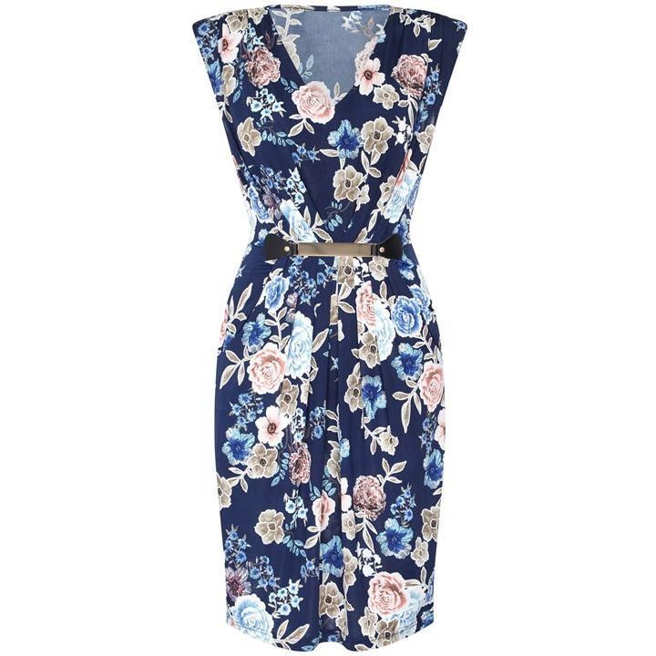 Floral Printed Bodycon Dress With Belt
