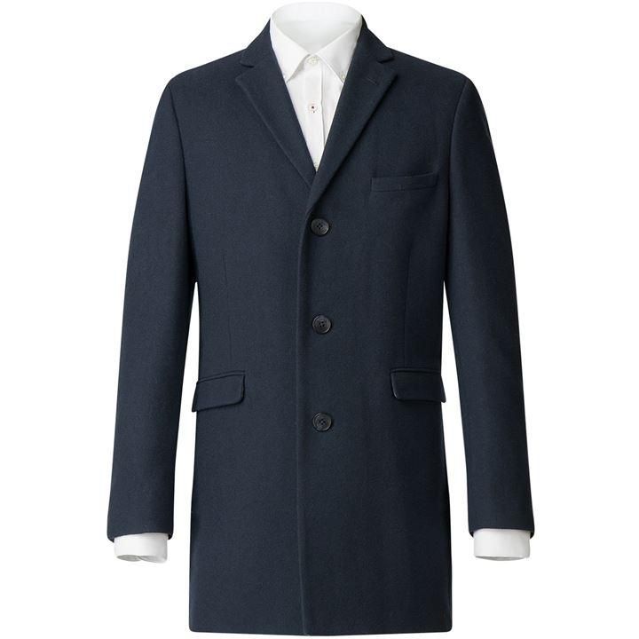 Navy Blue Melton Overcoat
