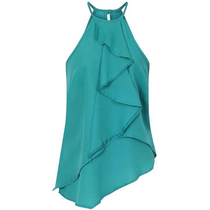 Ruffle Halter Neck Top in Clever Fabric