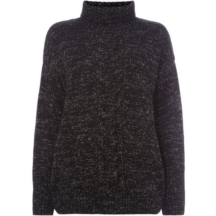 LUREX CABLE ROLL NECK JUMPER