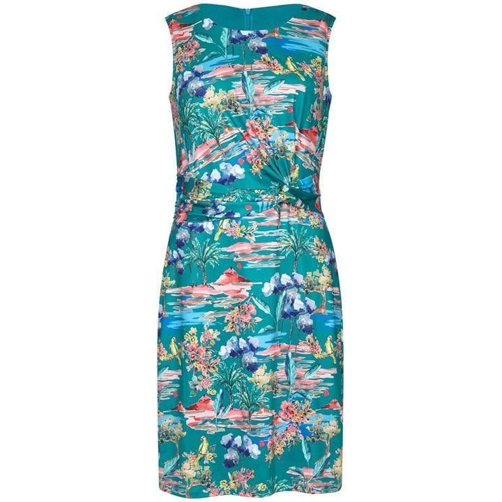 Tropical Print Slinky Jersey Dress