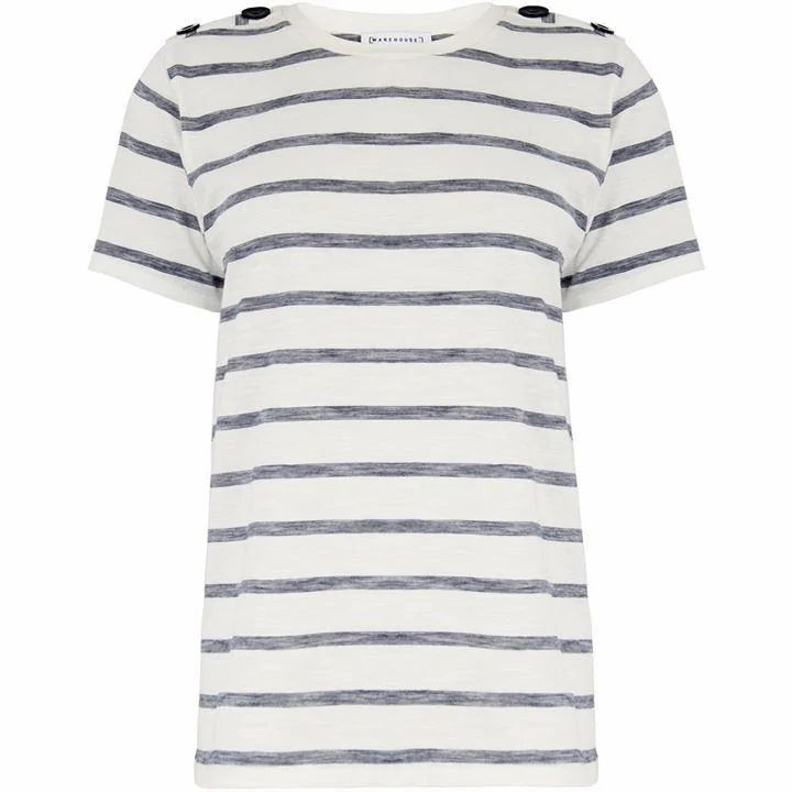Texture Stripe Button T-Shirt