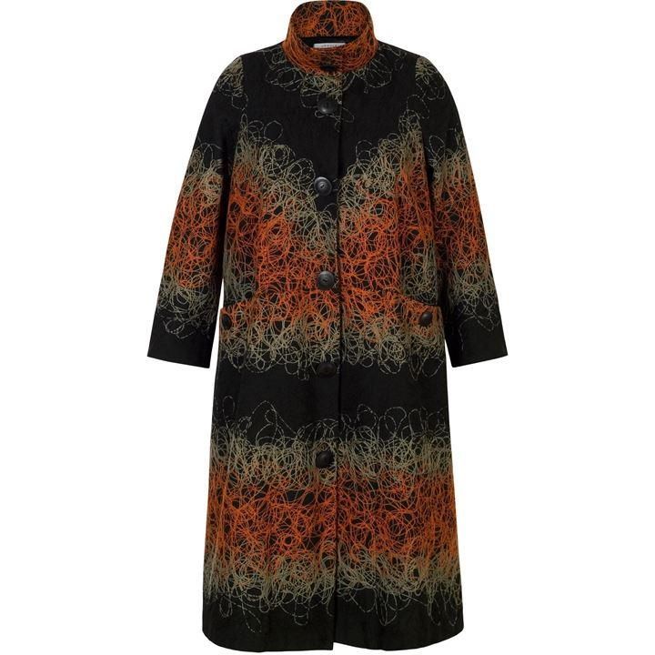 Scribble Embroidered Long Coat
