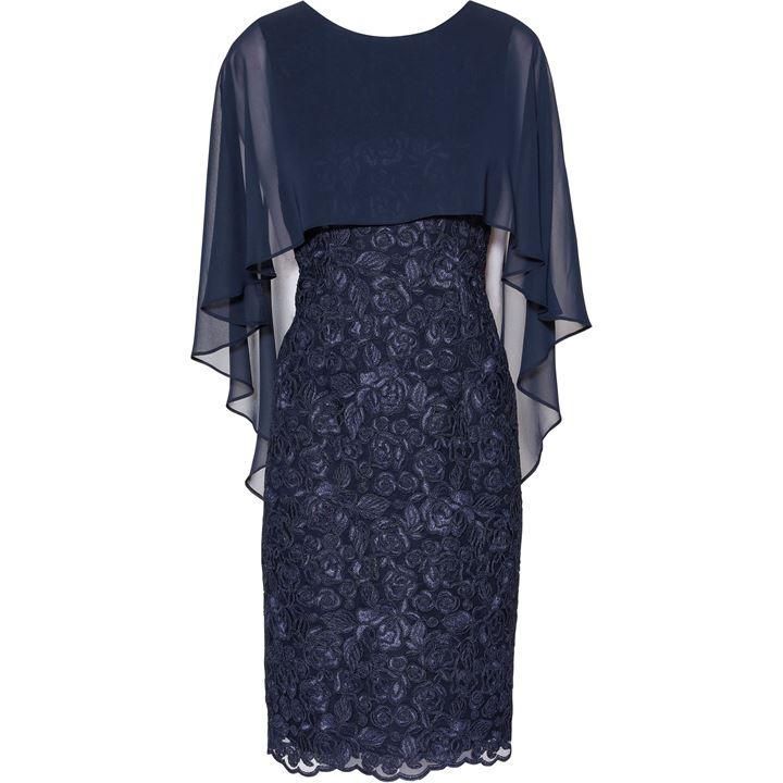 Michelle Embroidered Mesh Dress And Cape