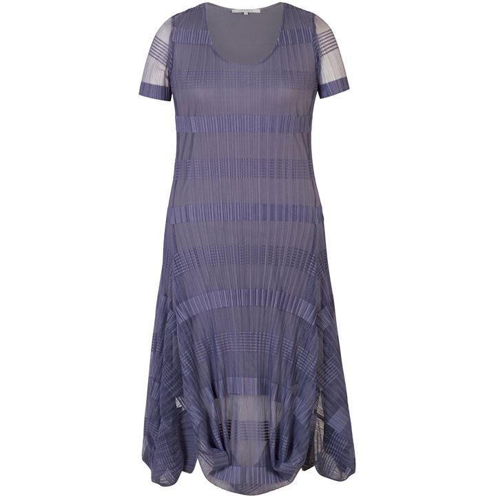 Sheer & Stripe Crush Pleat Drape Dress