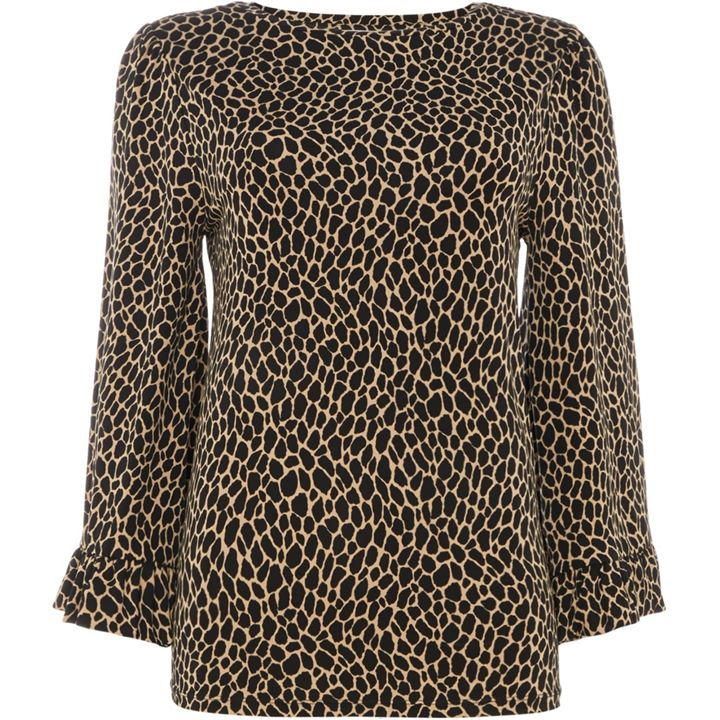 Elevated leopard frill top