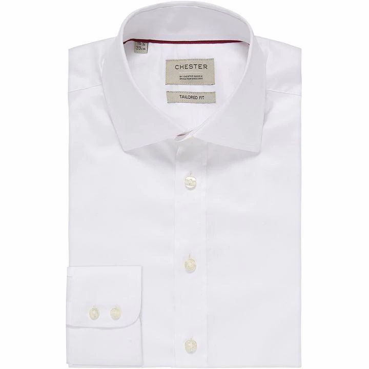 Stretch Twill Tailored Fit Shirt-White-15