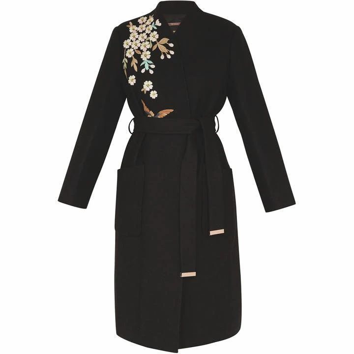 Graceful Embroidered Wool Duster Coat