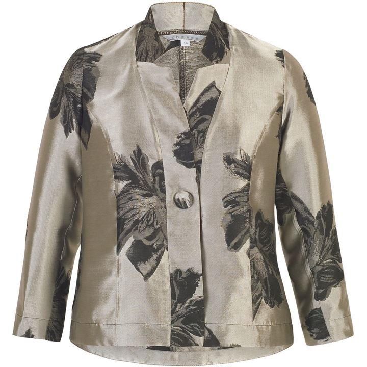 2-Tone Floral Jacquard Tafetta Jacket
