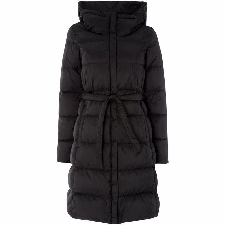 Long hooded quilted jacket
