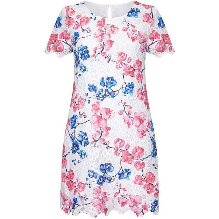 Blossom Print Lace Tunic Dress