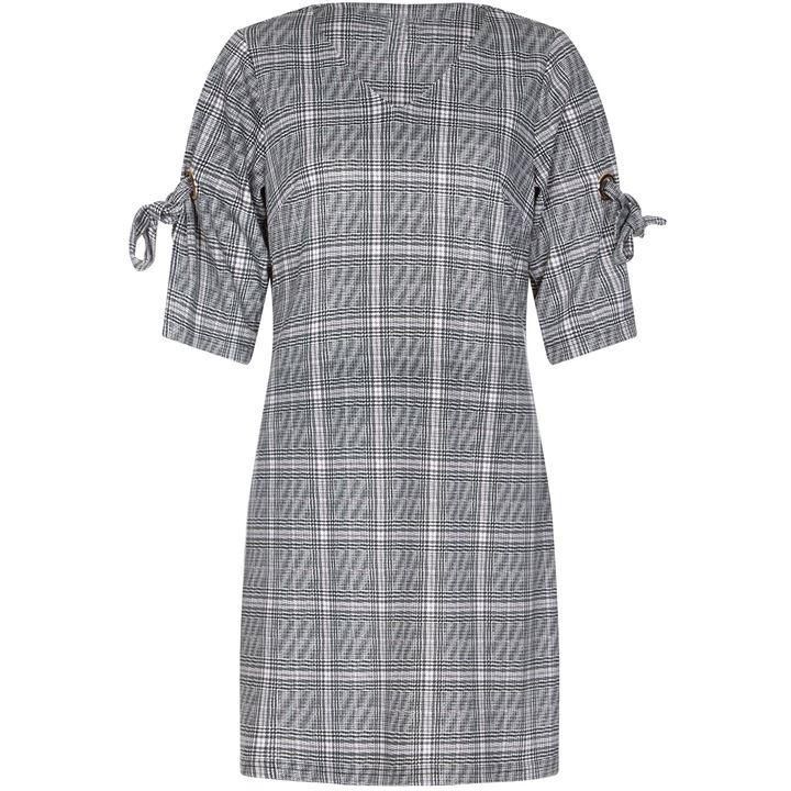 Check Tunic Dress With Eyelets
