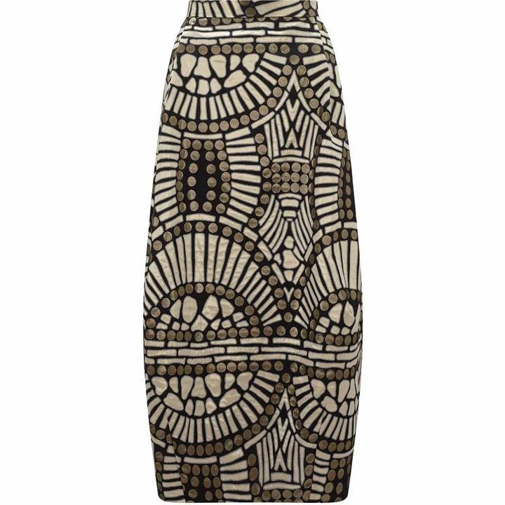 Jacquard Pattern Midi Skirt