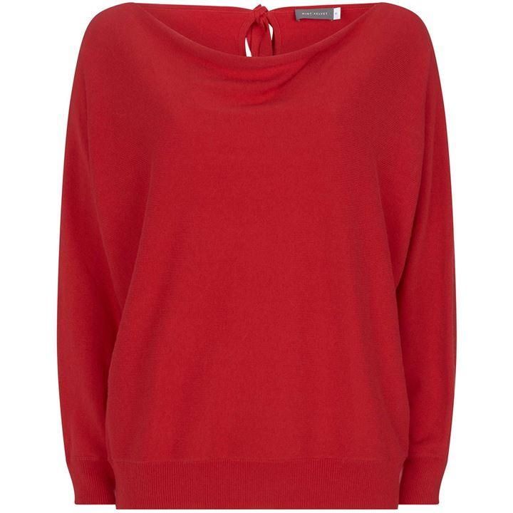 Red Tie Back Batwing Knit
