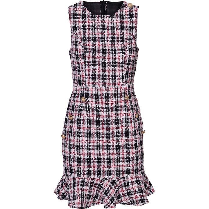 Plaid Dress With Gold Buttons