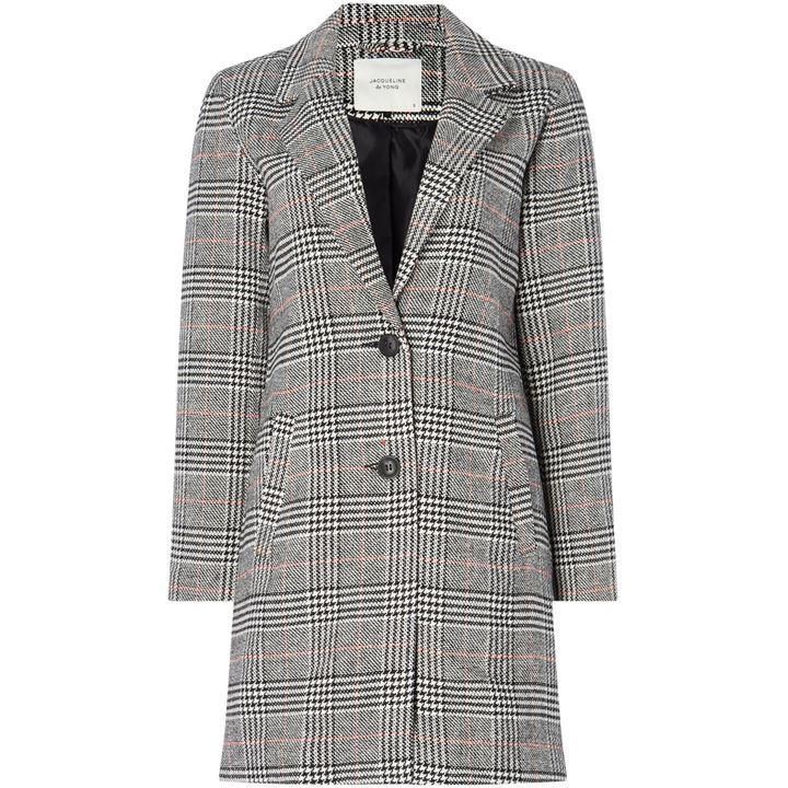 Long Line Button Up Checked Coat