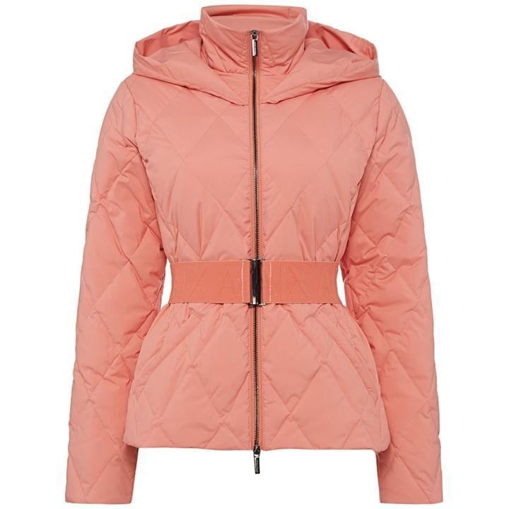 Hooded Puffer Coat With Belt