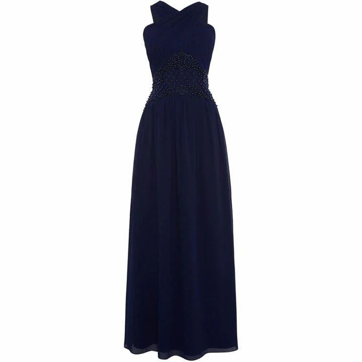 V neck fitted cross over maxi dress
