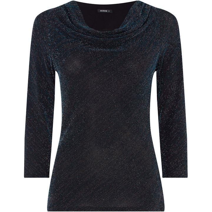 Shimmer Cowl Neck Jersey Top