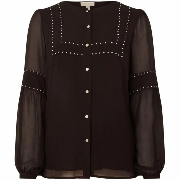 Button up lace insert blouse
