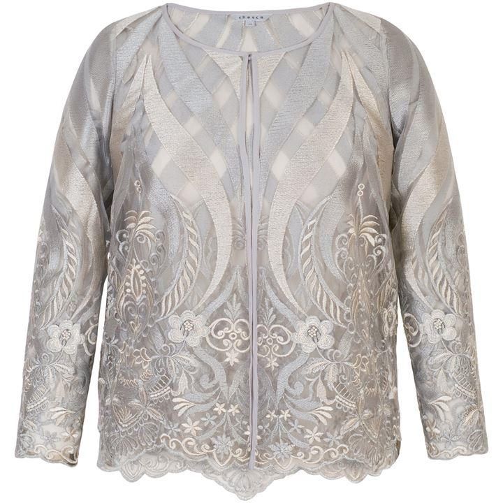 Scallop Edge Embroidered Mesh Jacket