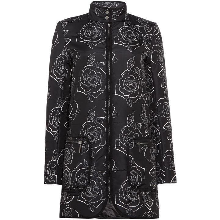 Floral Print Padded Jacket in Fantasia Nero