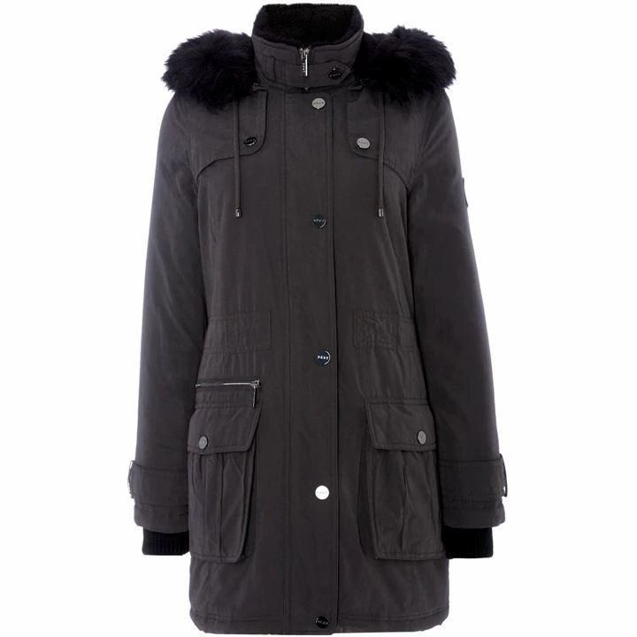Poly Fill Parka Coat with Faux Fur