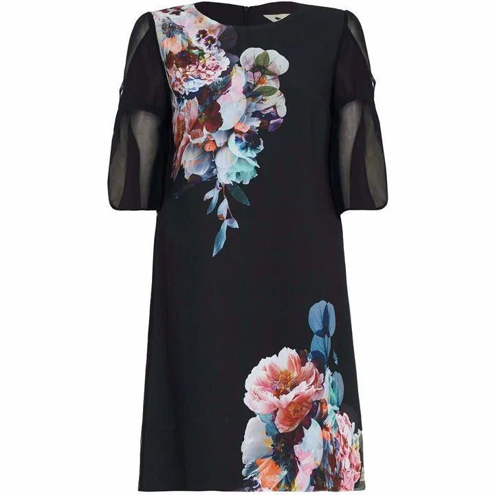 Flute Sleeve Floral Tunic Dress