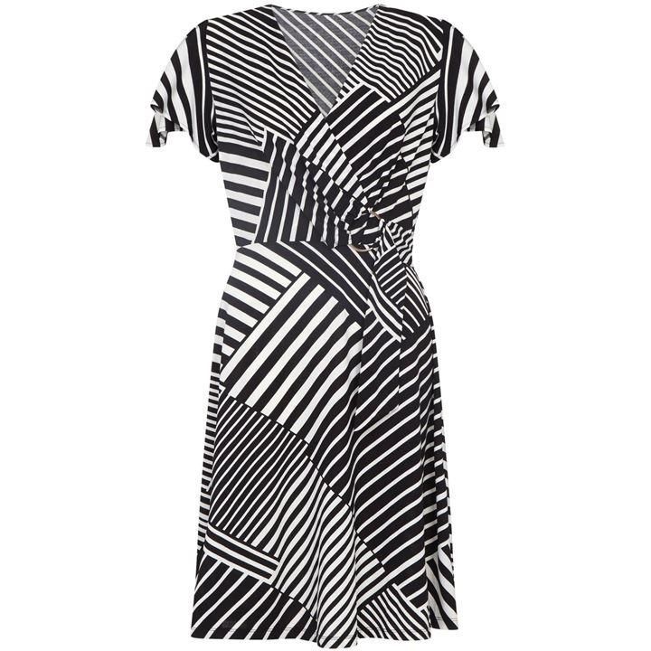 Diagonal Stripe Print Wrap Dress